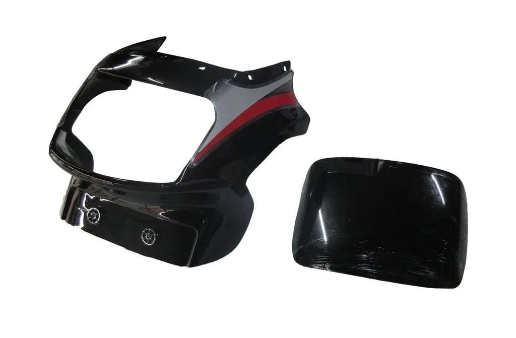 HEAD LIGHT VISOR WITH GLASS VICTOR GX BLACK (RED STICKER)
