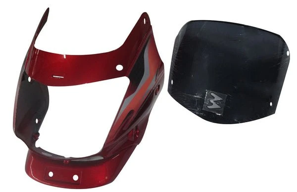 HEAD LIGHT VISOR WITH GLASS PLATINA 125CC RED