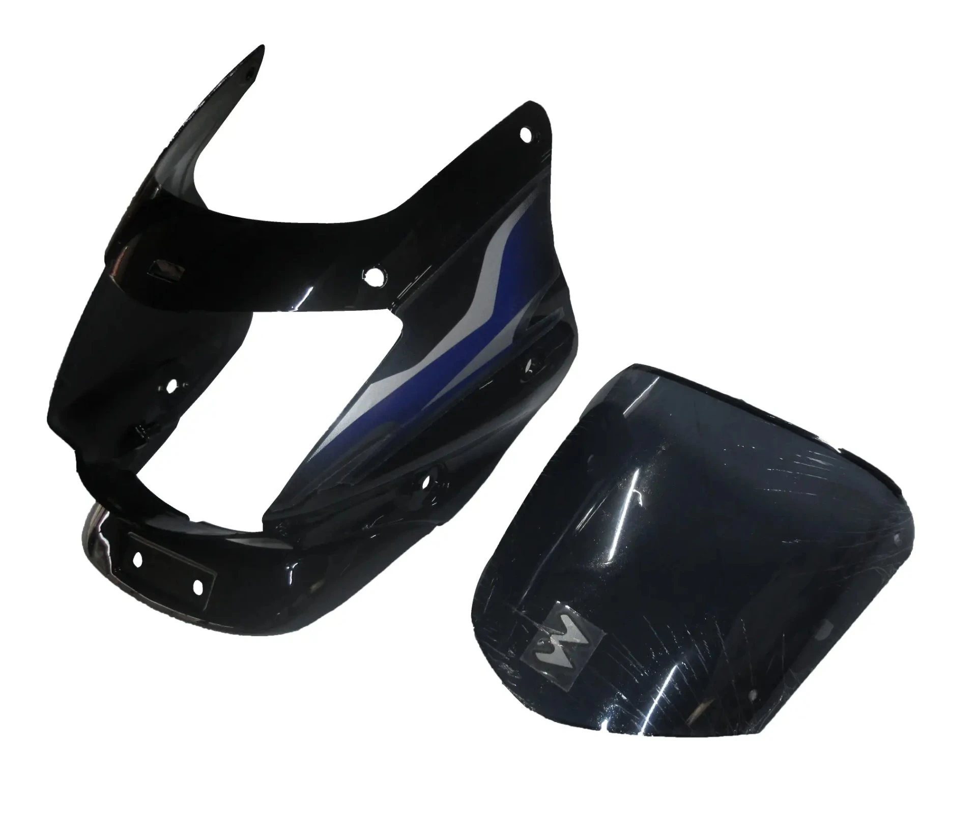 HEAD LIGHT VISOR WITH GLASS PLATINA 125CC BLACK (BLUE STICKE
