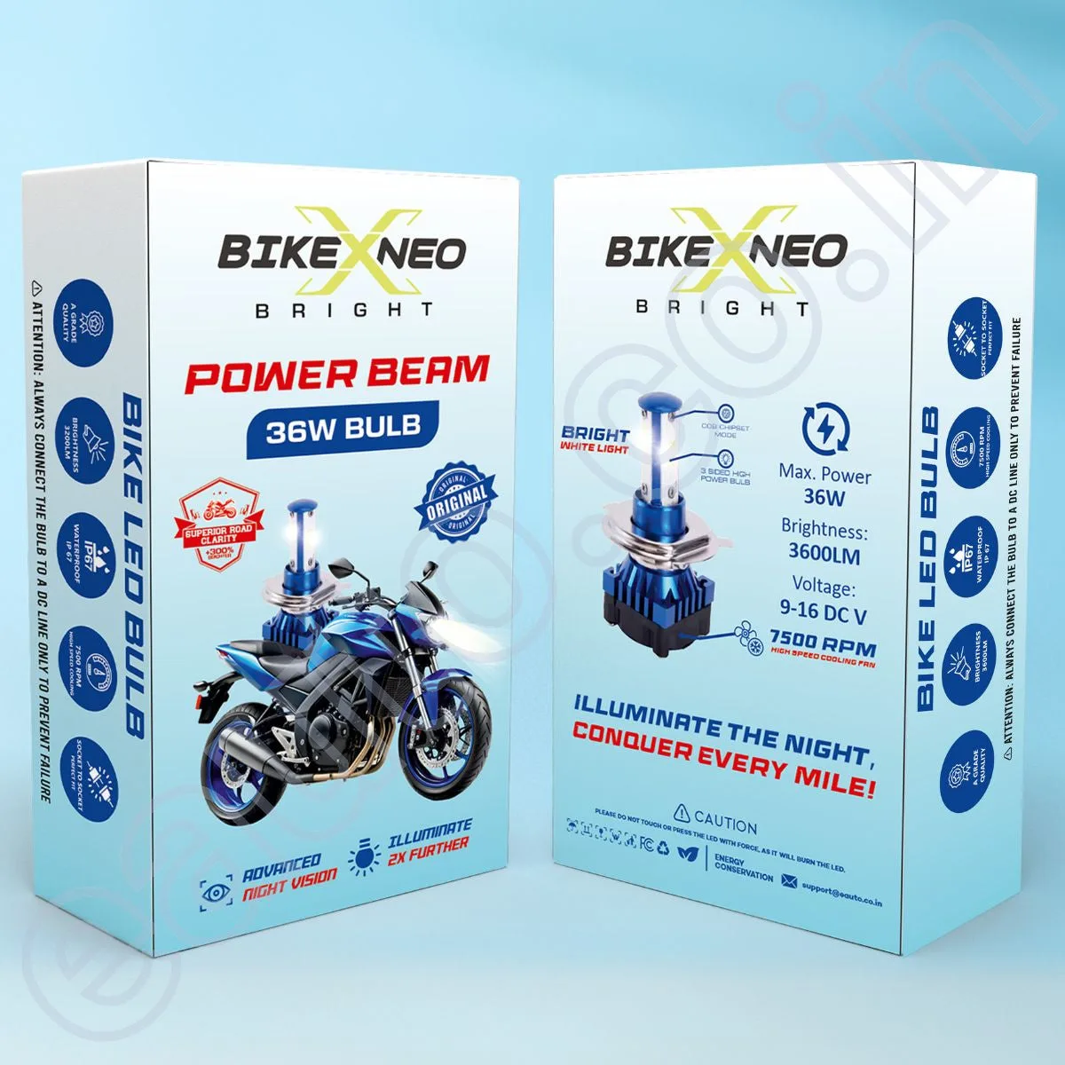 BikeXNeo Power Beam 36W Motorcycle LED Headlight Bulb – 1 Year Warranty | Ultra Bright, Plug & Play | H4 Universal Fit 3