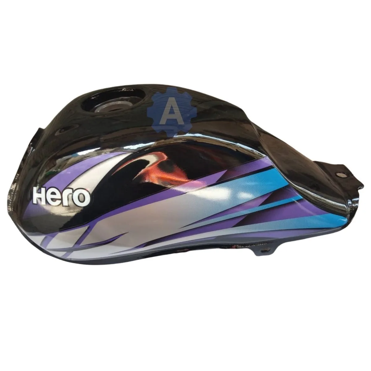 Ensons Petrol Tank for Hero HF Deluxe 2016 (Black/Purple)