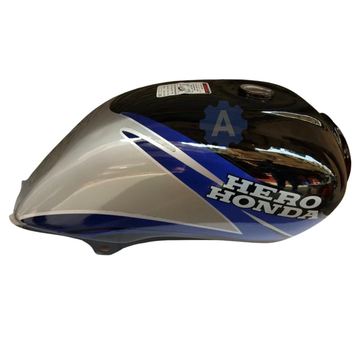Ensons Petrol Tank for Hero Passion Plus (Black/Blue)