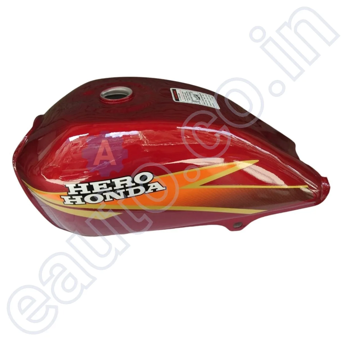 Ensons Petrol Tank for Hero CD Dawn Deluxe (Cherry Red/Orange) 2