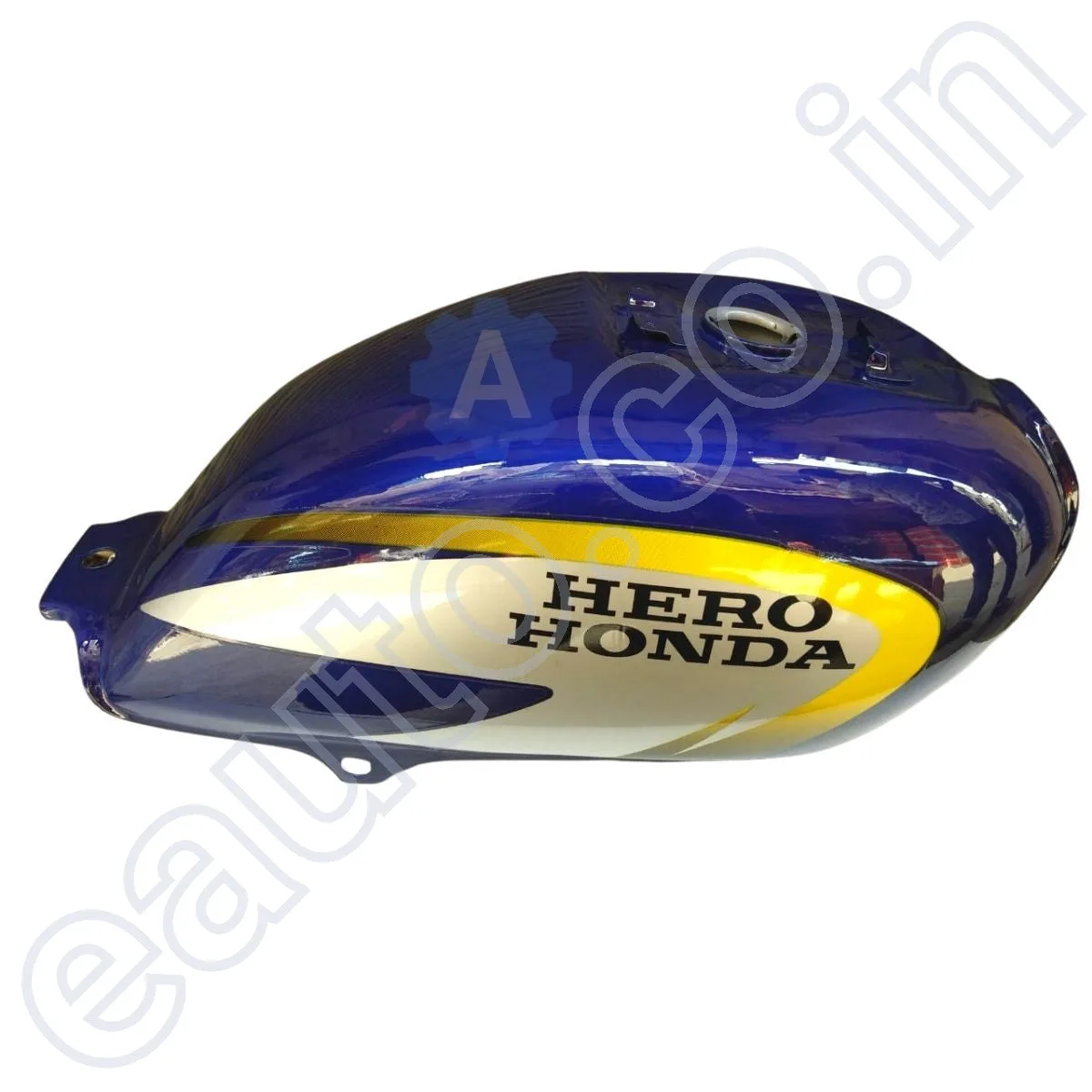 Ensons Petrol Tank for Hero Splendor Plus (T.Blue with Yellow/Silver Sticker) 3