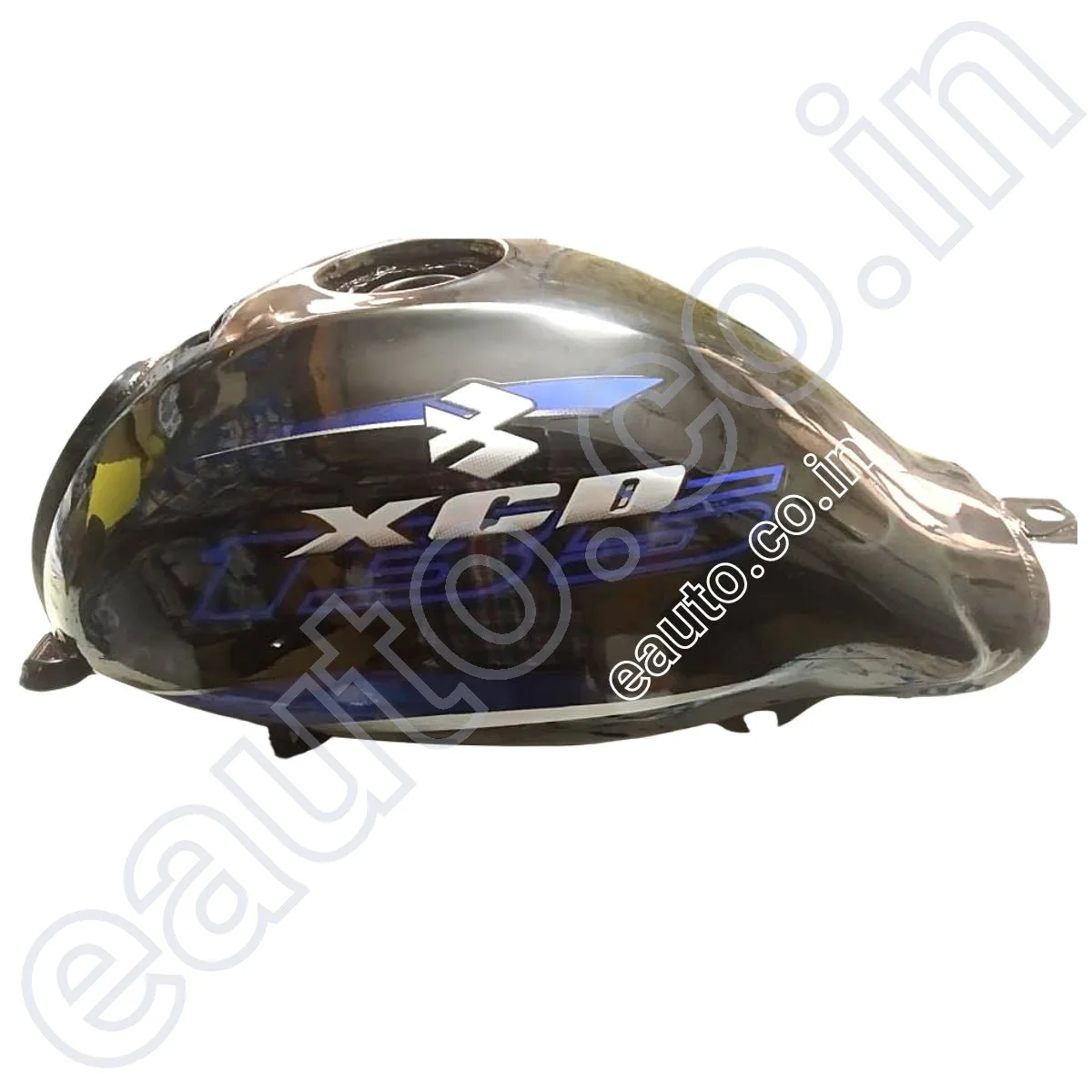 Ensons Petrol Tank for Bajaj XCD 135 | Black with Blue Sticker 2