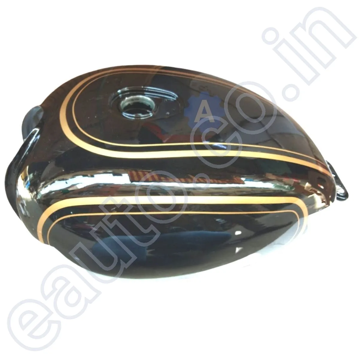 Ensons Petrol Tank for Royal Enfield Bullet 350 BS4 (Black/Golden) | Apr 2017 To Mar 2020 Models | With ABS 2