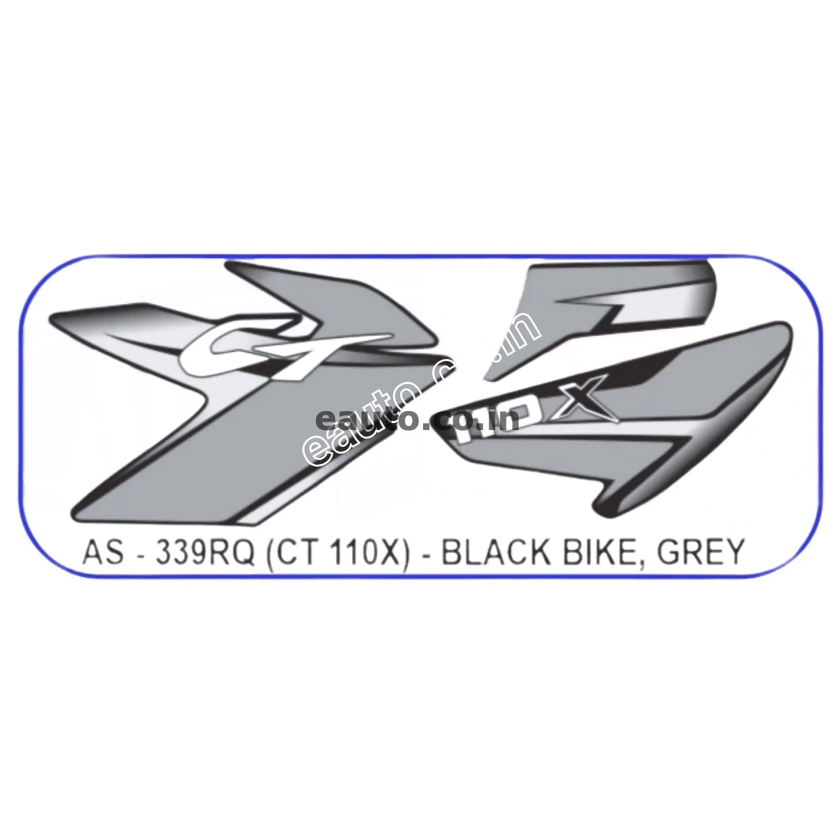 Graphics Sticker Set for Bajaj CT 110X | Black Vehicle | Grey Sticker | Both Sides