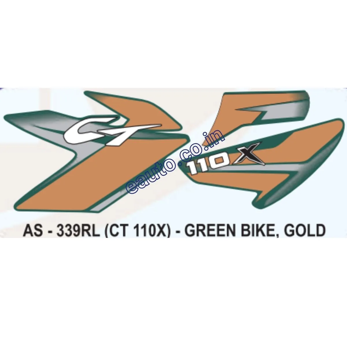 Graphics Sticker Set for Bajaj CT 110X | Green Vehicle | Gold Sticker | Both Sides