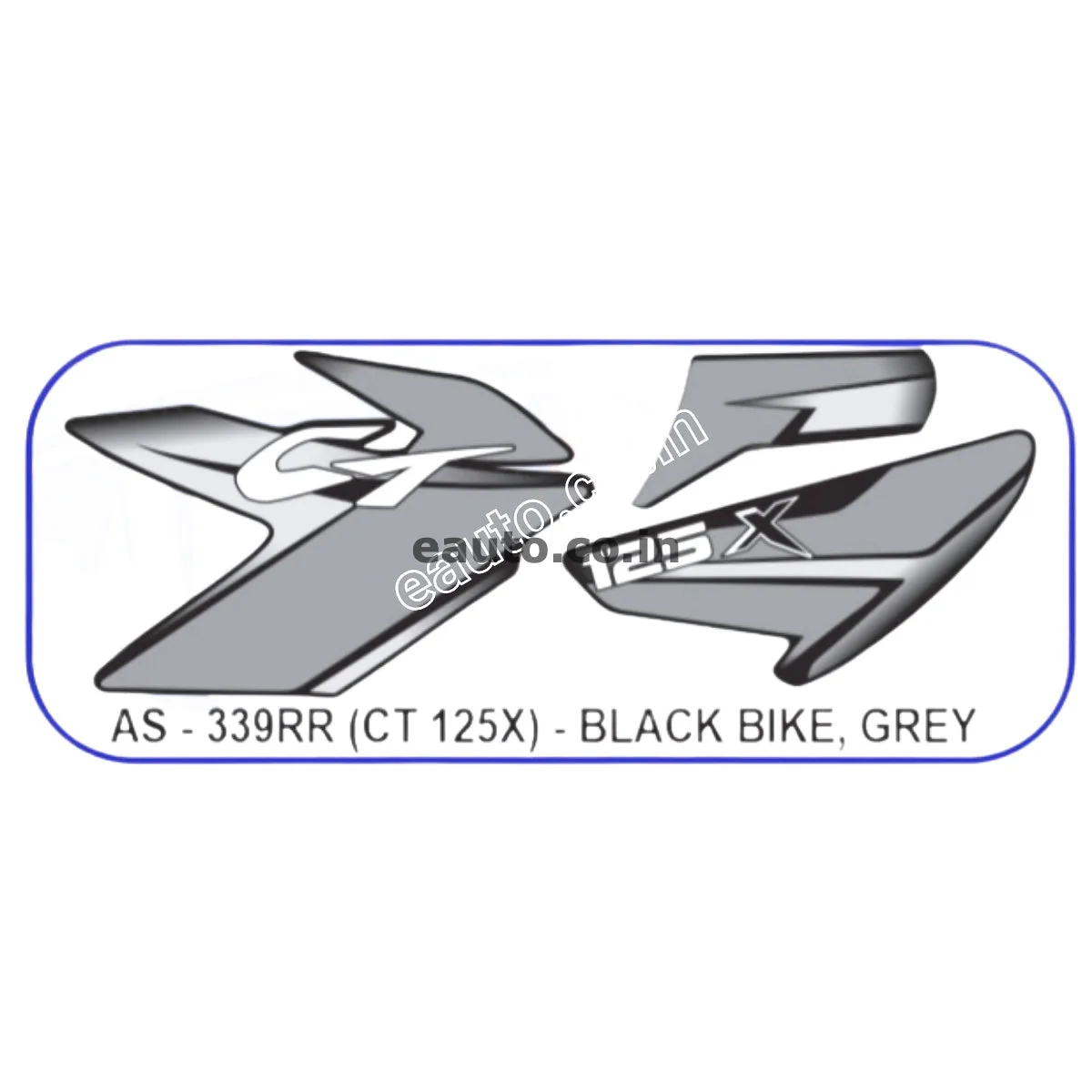 Graphics Sticker Set for Bajaj CT 125X | Black Vehicle | Grey Sticker | Both Sides