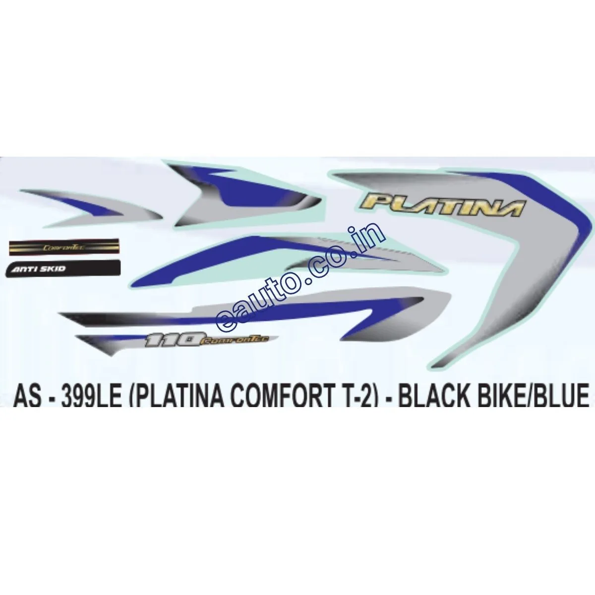 Graphics Sticker Set for Bajaj Platina 110 | ABS | Blue Vehicle | Both Sides