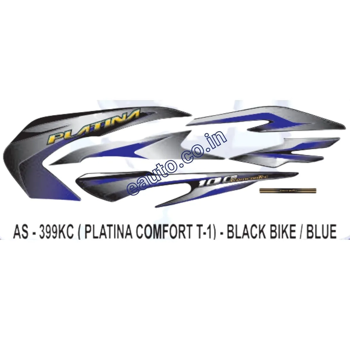 Graphics Sticker Set for Bajaj Platina Comfortec | Type 1 | Black Vehicle | Blue Sticker | Both Sides