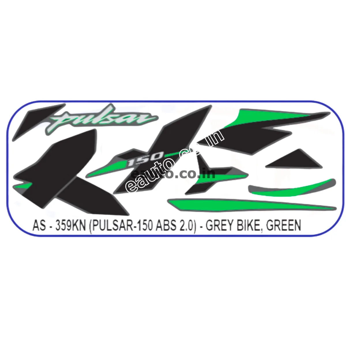 Graphics Sticker Set for Bajaj Pulsar 150 | ABS 2.0 | Grey Vehicle | Green Sticker | Both Sides