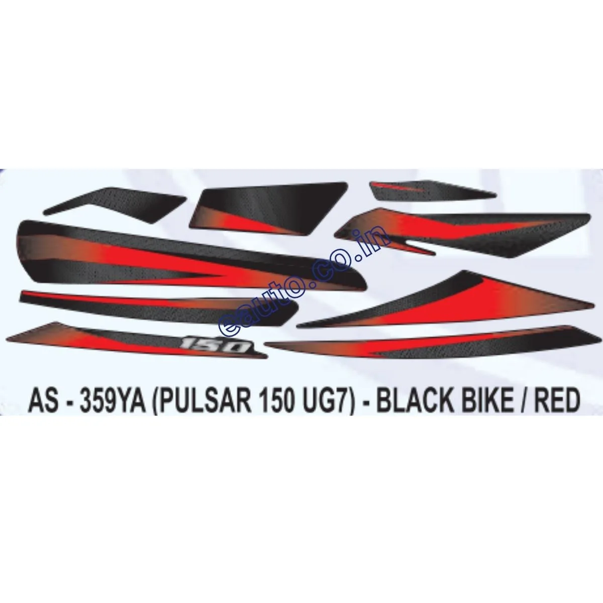 Graphics Sticker Set for Bajaj Pulsar 150 UG7 | Black Vehicle | Red Sticker | Both Sides