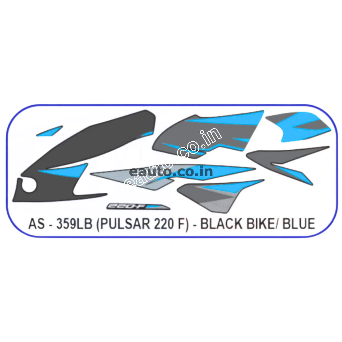 Graphics Sticker Set for Bajaj Pulsar 220 F | Black Vehicle | Blue Sticker | Both Sides