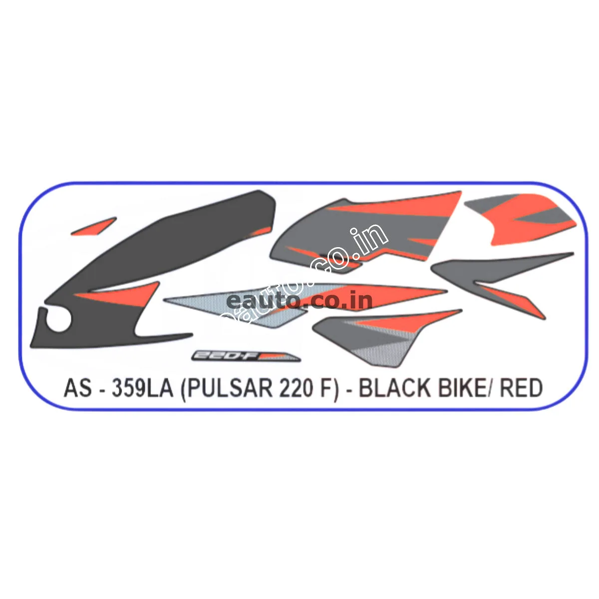 Graphics Sticker Set for Bajaj Pulsar 220 F | Black Vehicle | Red Sticker | Both Sides