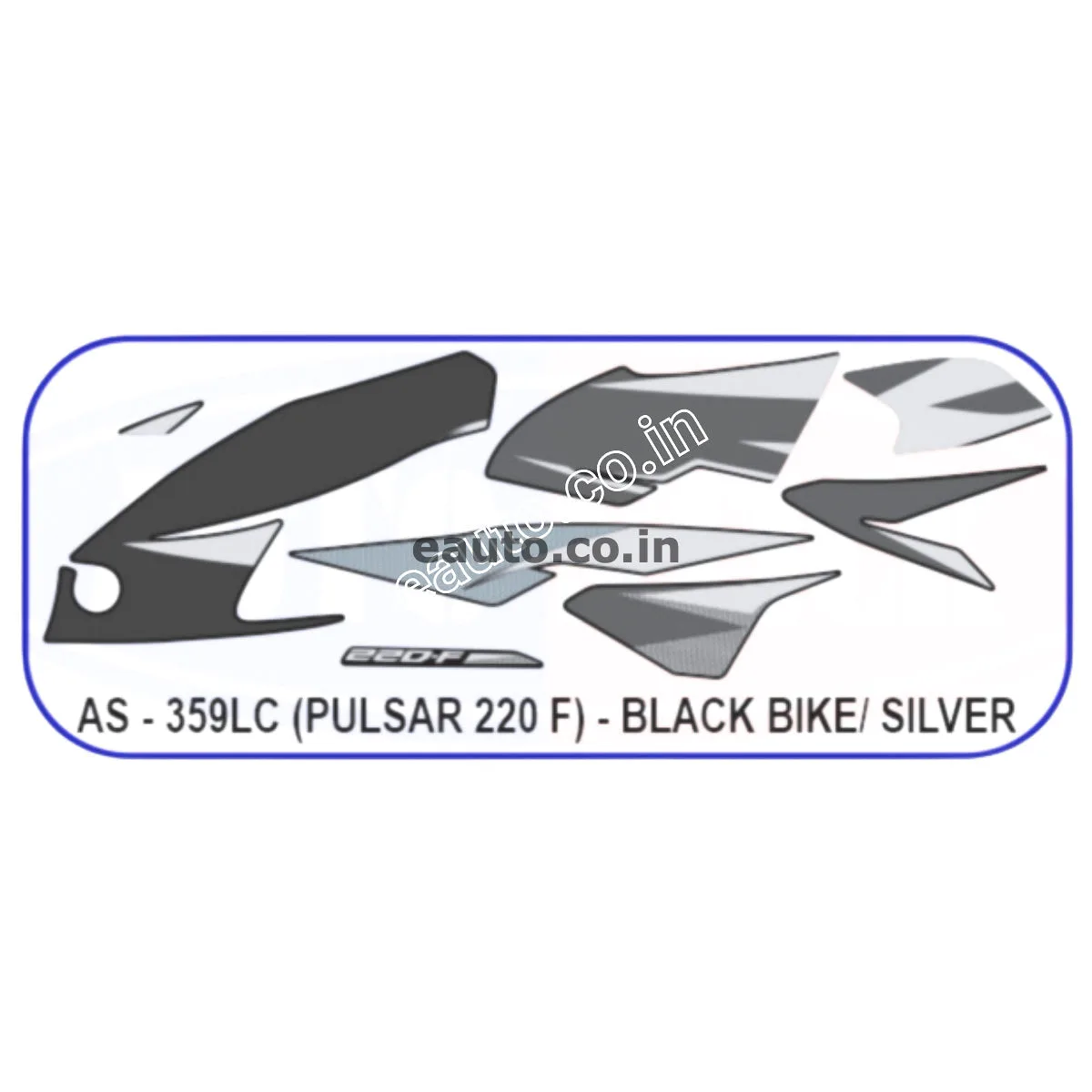 Graphics Sticker Set for Bajaj Pulsar 220 F | Black Vehicle | Silver Sticker | Both Sides