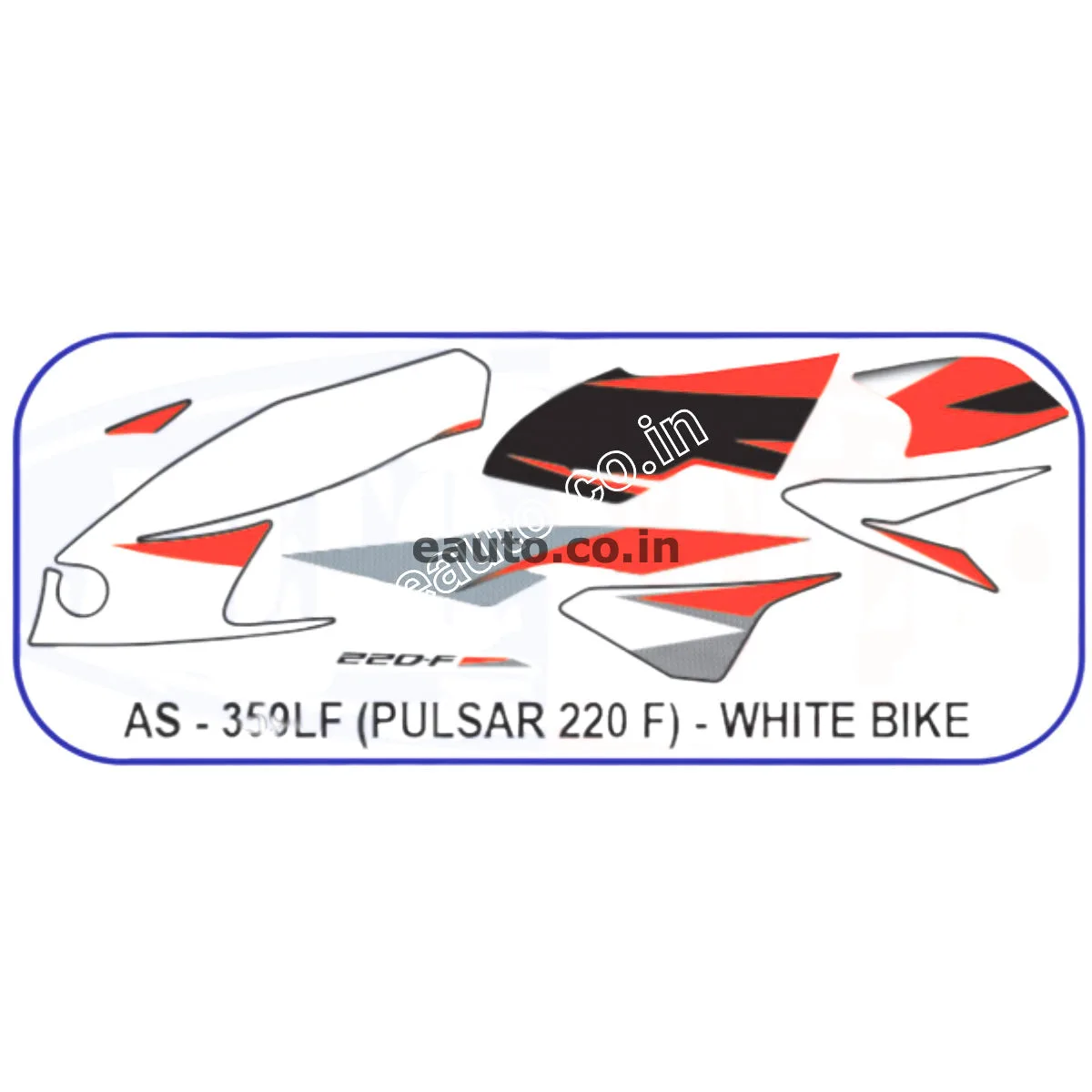 Graphics Sticker Set for Bajaj Pulsar 220 F | White Vehicle | Both Sides