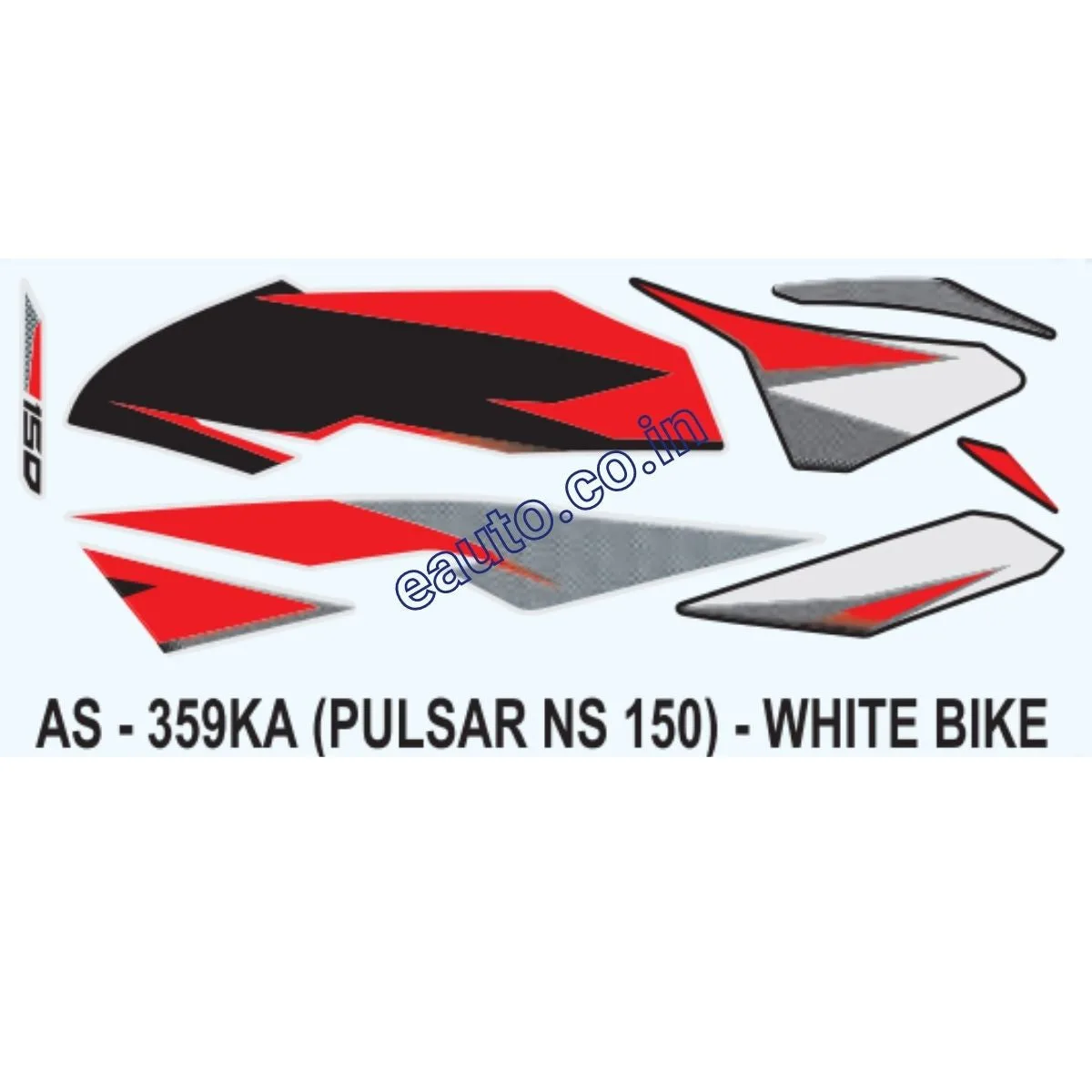 Graphics Sticker Set for Bajaj Pulsar NS 150 | White Vehicle | Both Sides