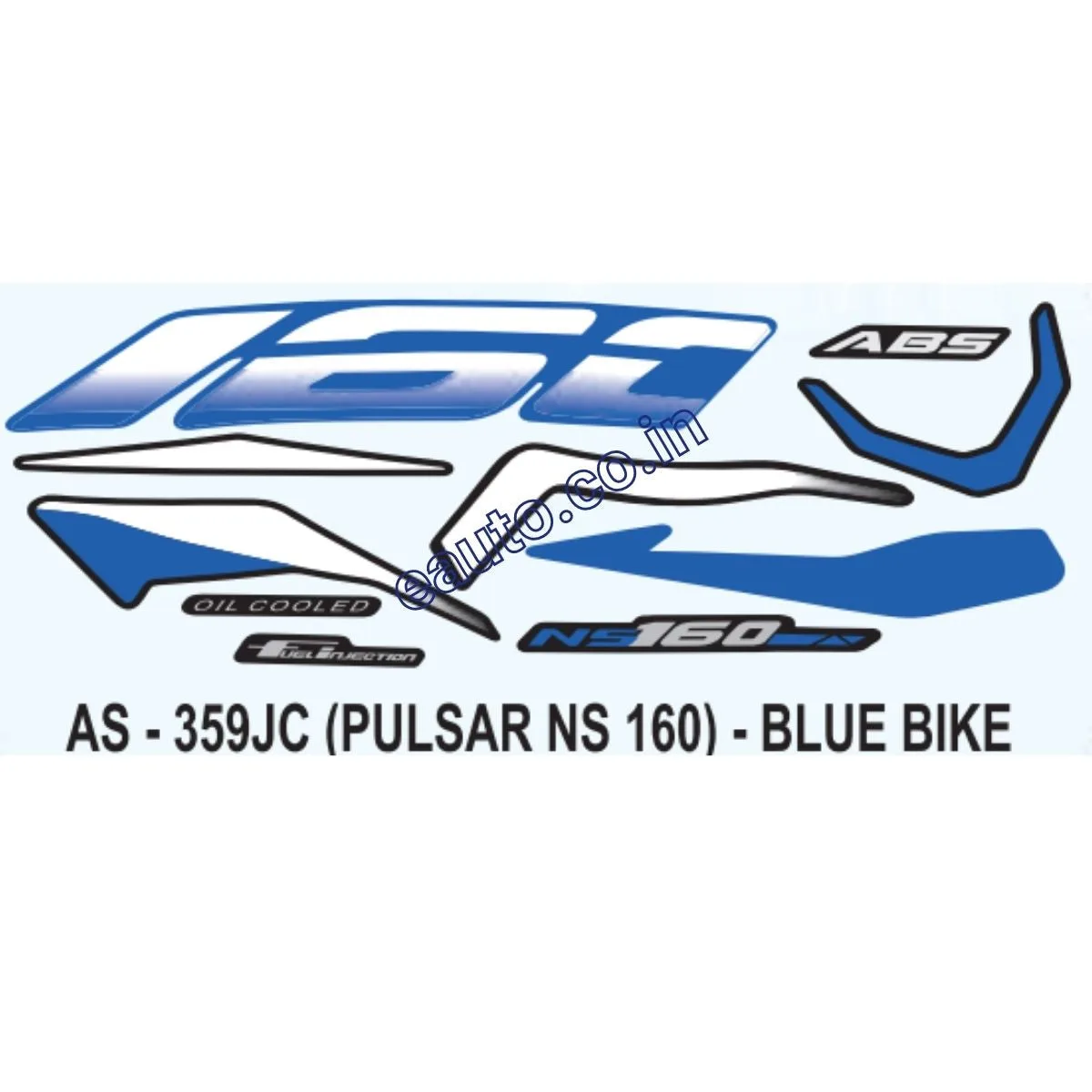 Graphics Sticker Set for Bajaj Pulsar NS 160 | ABS | Blue Vehicle | Both Sides