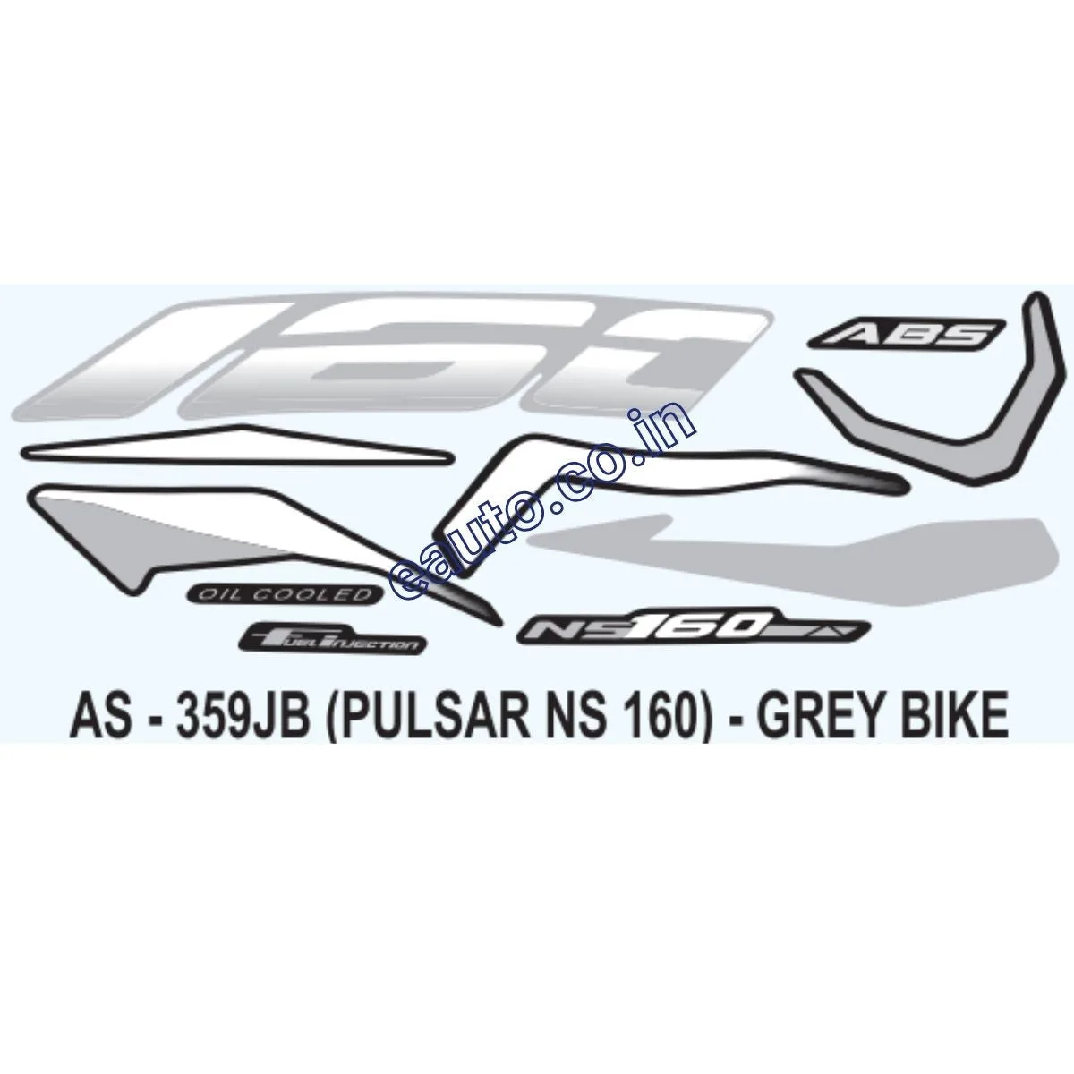 Graphics Sticker Set for Bajaj Pulsar NS 160 | ABS | Grey Vehicle | Both Sides