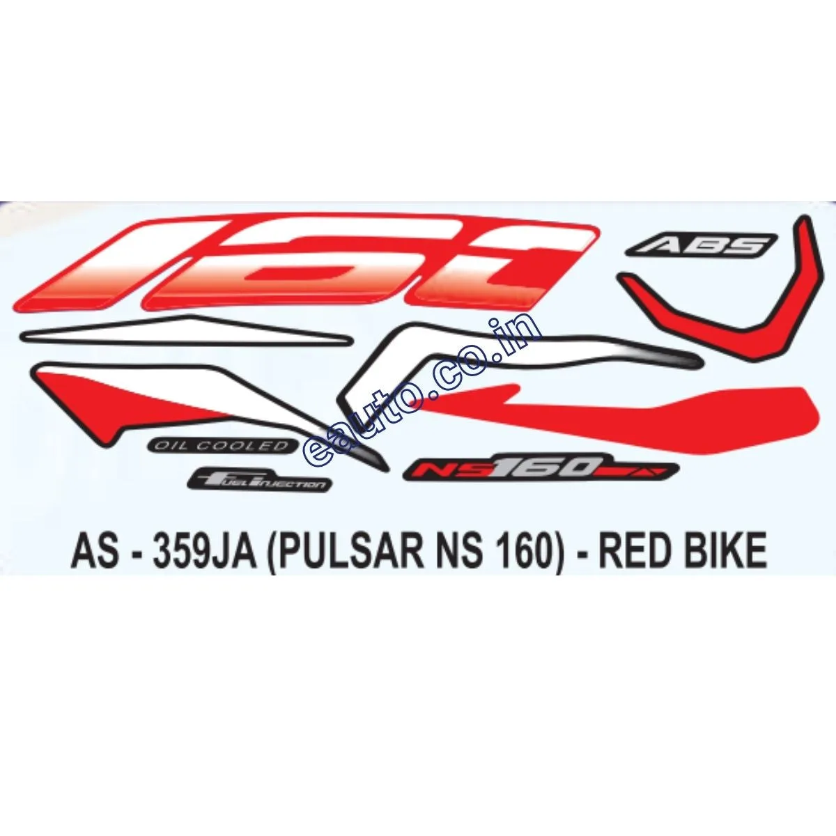Graphics Sticker Set for Bajaj Pulsar NS 160 | ABS | Red Vehicle | Both Sides
