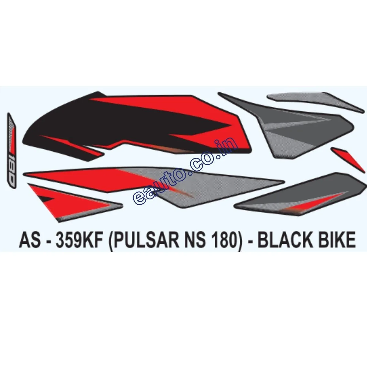 Graphics Sticker Set for Bajaj Pulsar NS 180 | Black Vehicle | Both Sides