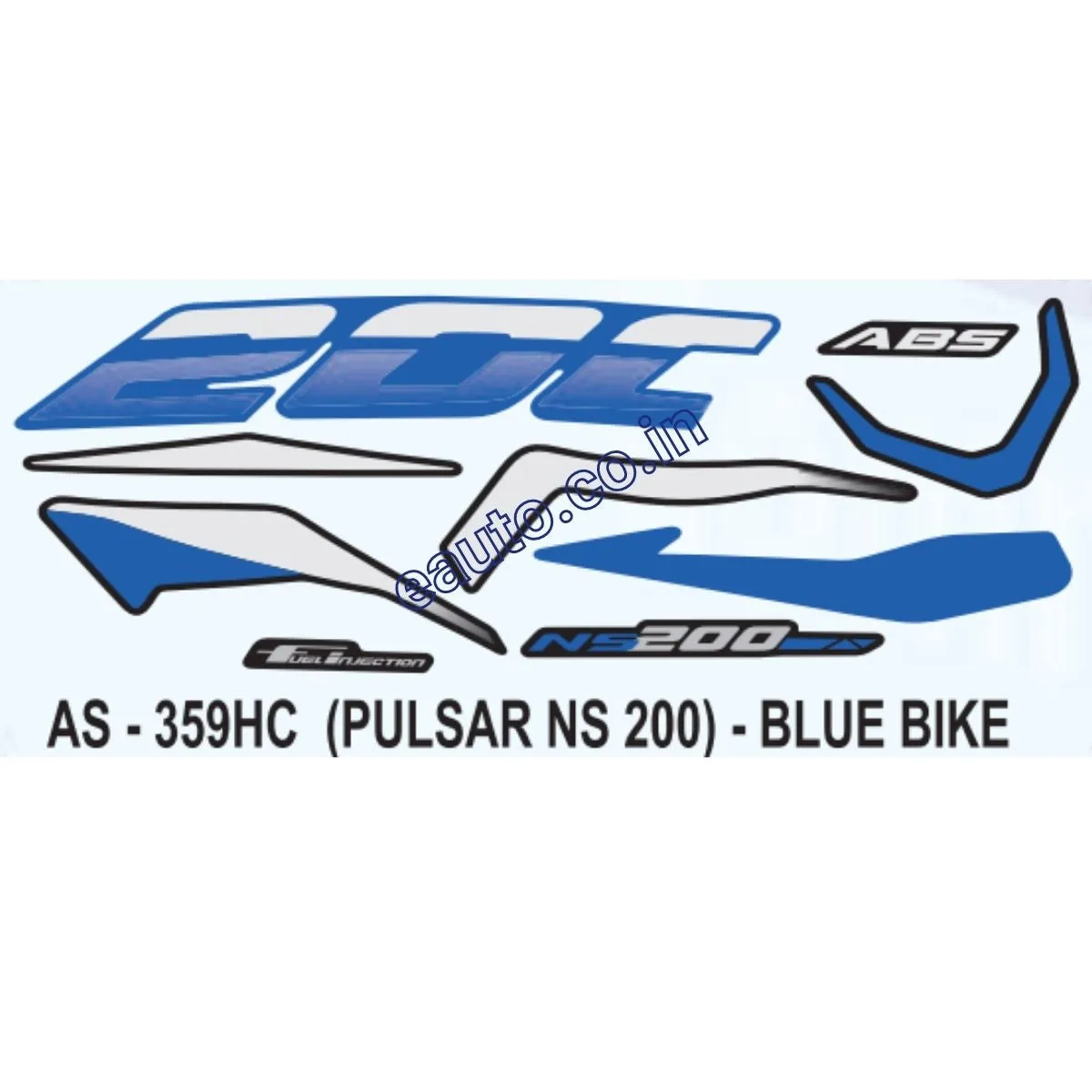 Graphics Sticker Set for Bajaj Pulsar NS 200 | ABS | Blue Vehicle | Both Sides