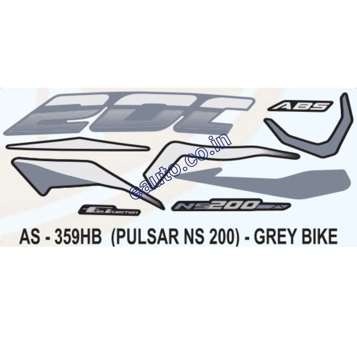 Graphics Sticker Set for Bajaj Pulsar NS 200 | ABS | Grey Vehicle | Both Sides