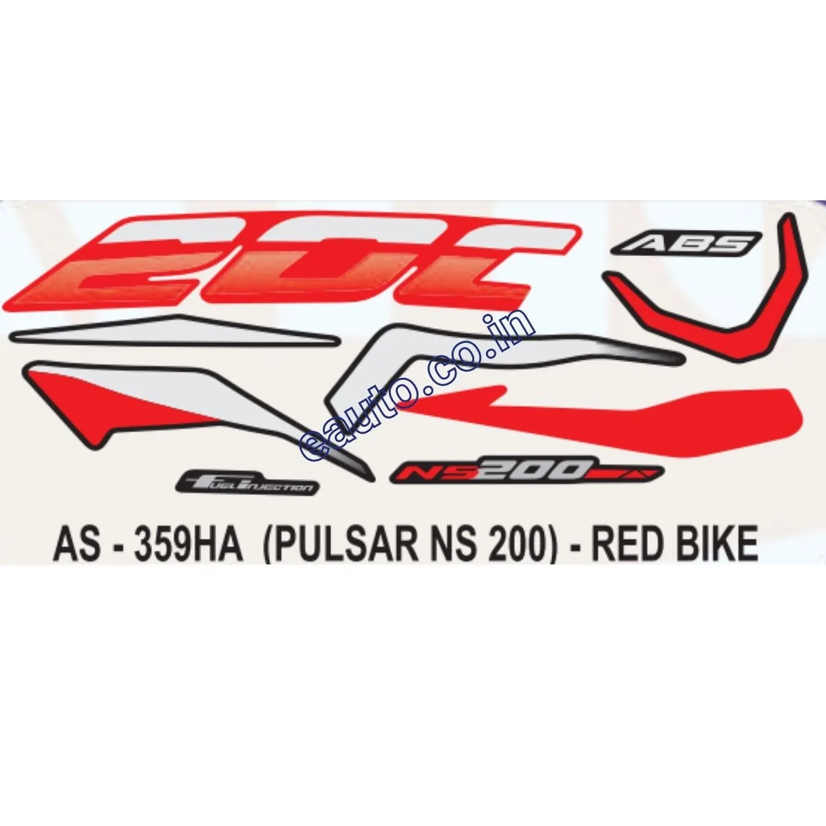 Graphics Sticker Set for Bajaj Pulsar NS 200 | ABS | Red Vehicle | Both Sides