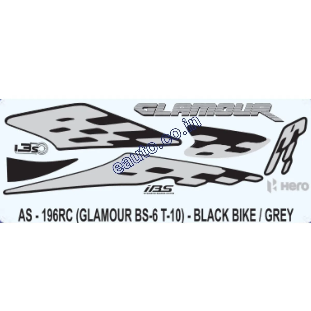 Graphics Sticker Set for Hero Glamour i3S BS6 | Type 10 | Black Vehicle | Grey Sticker | Both Sides