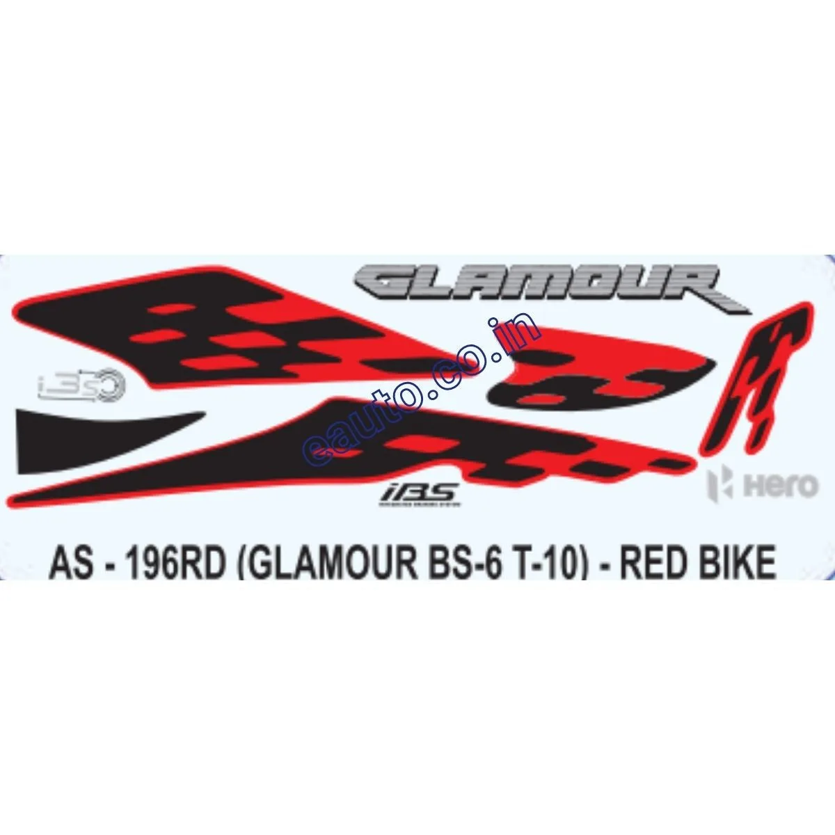 Graphics Sticker Set for Hero Glamour i3S BS6 | Type 10 | Red Vehicle | Red Sticker | Both Sides
