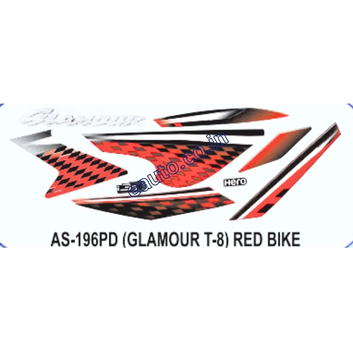 Graphics Sticker Set for Hero Glamour i3S | Type 8 | Red Vehicle | Both Sides