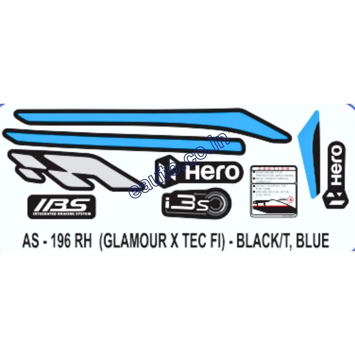 Graphics Sticker Set for Hero Glamour i3S | XTEC FI | Black & Blue Sticker | Both Sides