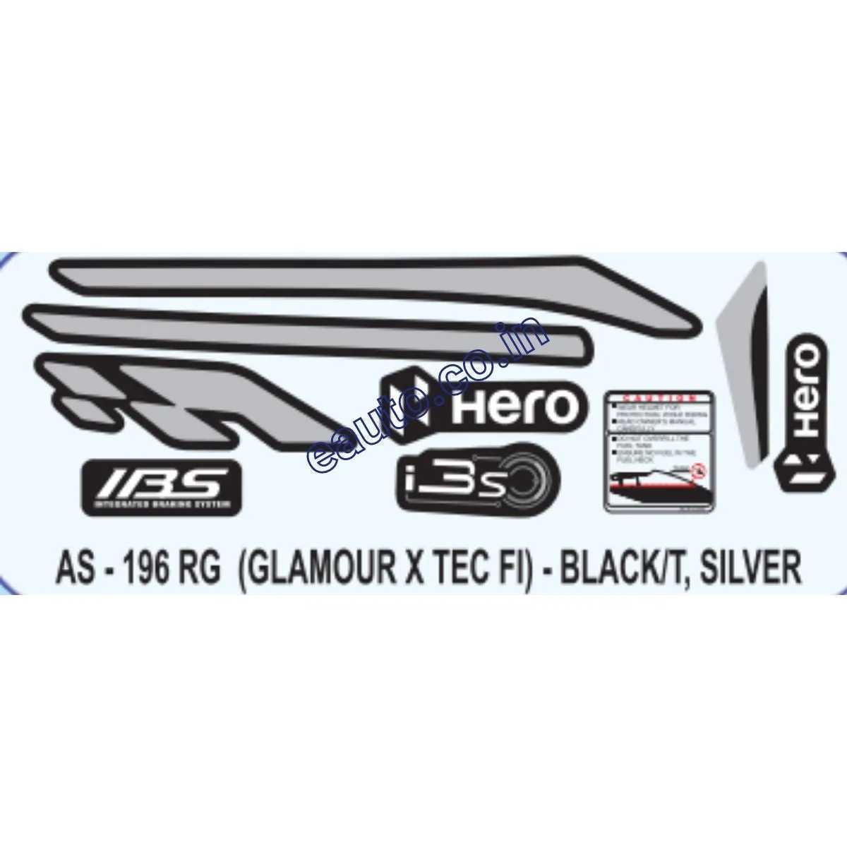 Graphics Sticker Set for Hero Glamour i3S | XTEC FI | Black & Silver Sticker | Both Sides