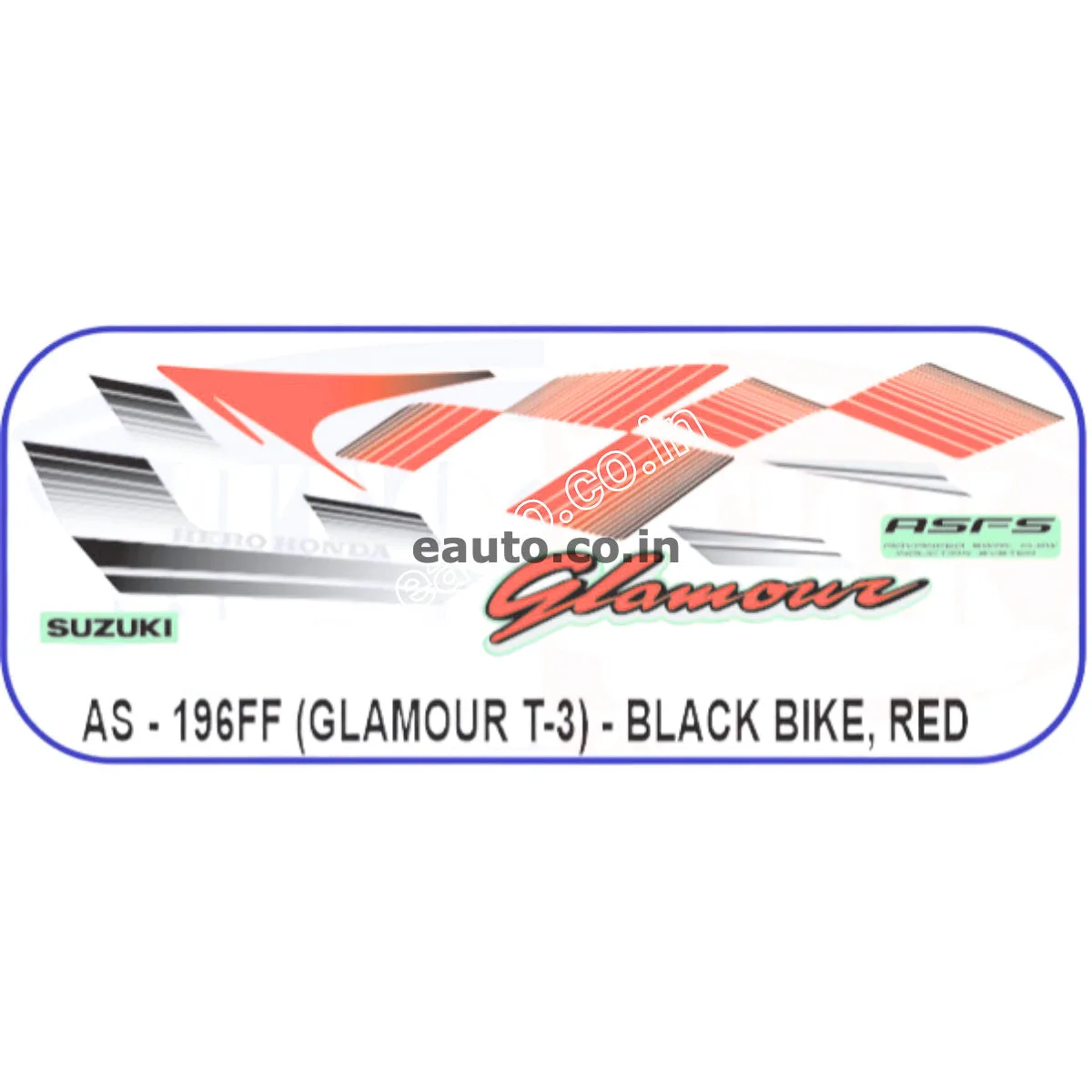 Graphics Sticker Set for Hero Glamour | Type 3 | ASFS | Black Vehicle | Red Sticker | Both Sides