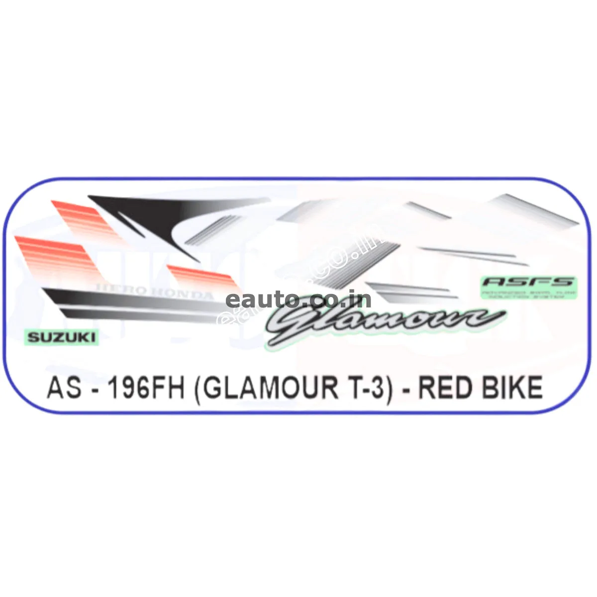 Graphics Sticker Set for Hero Glamour | Type 3 | ASFS | Red Vehicle | Both Sides