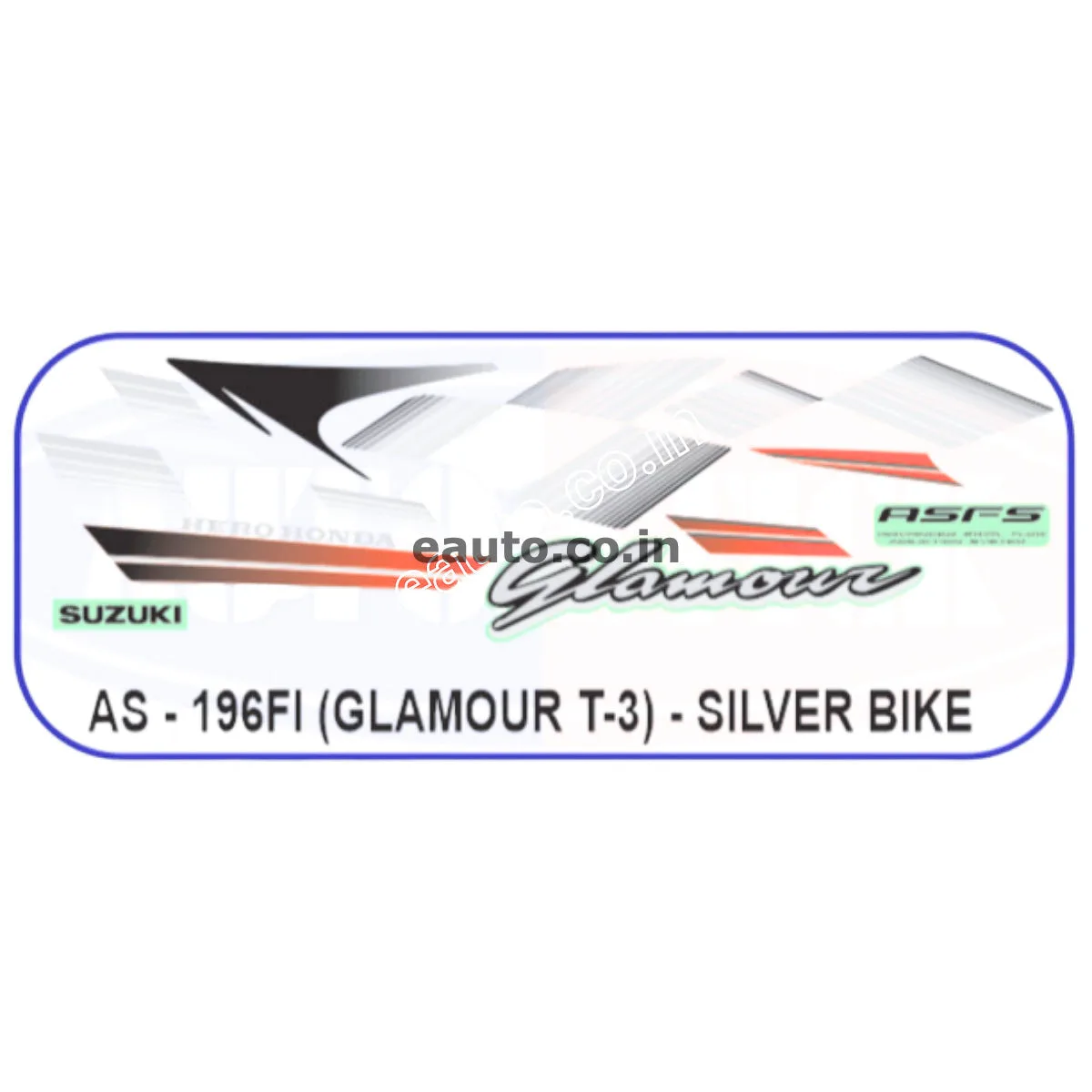 Graphics Sticker Set for Hero Glamour | Type 3 | ASFS | Slver Vehicle | Both Sides