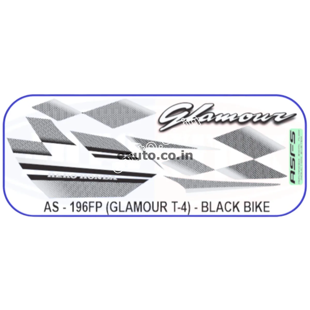 Graphics Sticker Set for Hero Glamour | Type 4 | ASFS | Black Vehicle | Both Sides