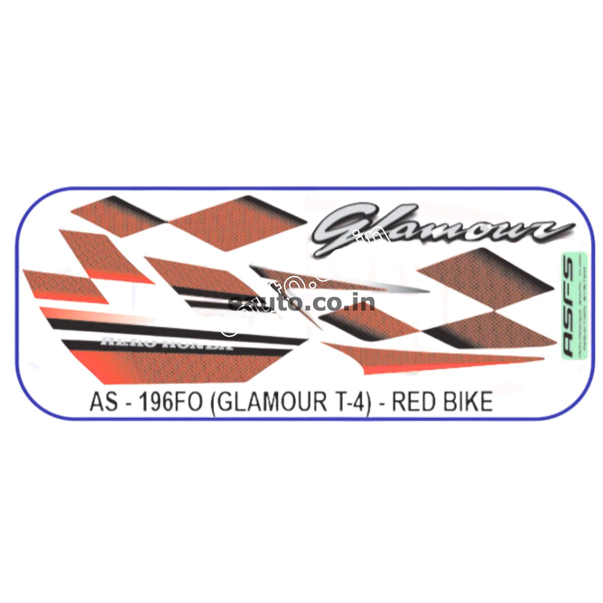 Graphics Sticker Set for Hero Glamour | Type 4 | ASFS | Red Vehicle | Both Sides