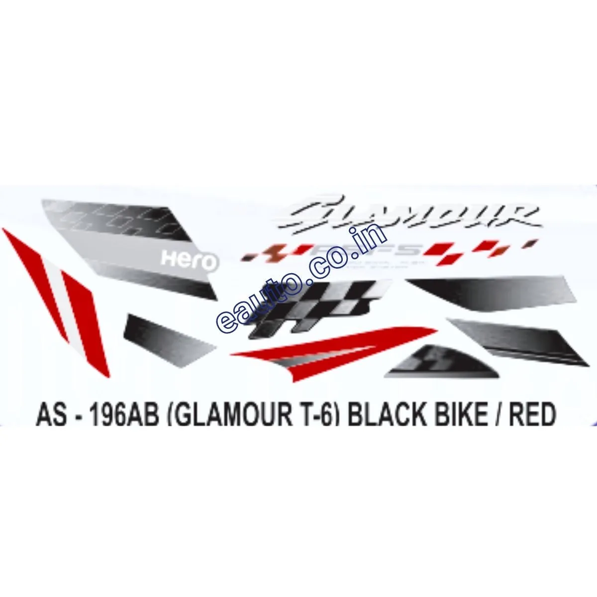 Graphics Sticker Set for Hero Glamour | Type 6 | ASFS | Black Vehicle | Red Sticker | Both Sides