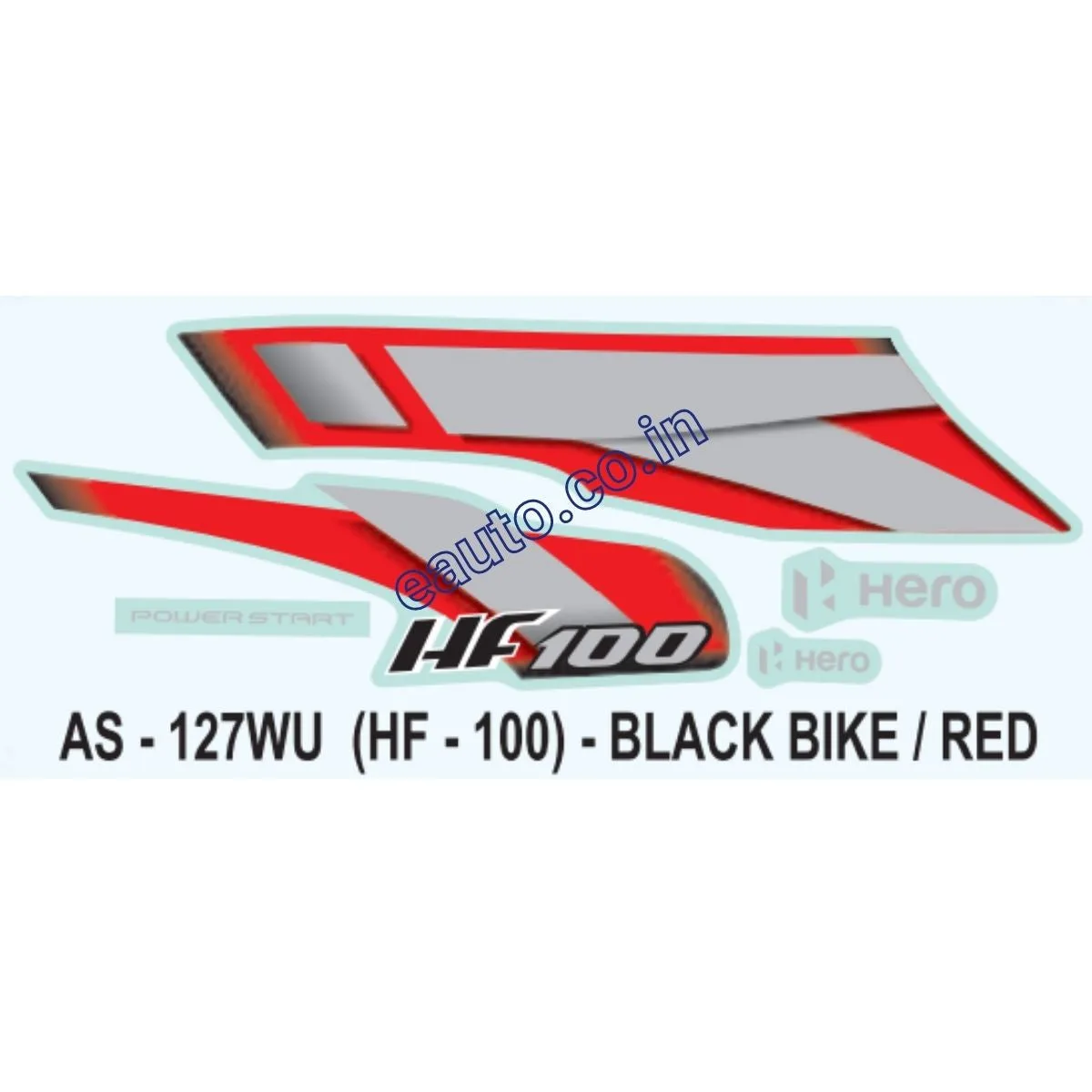 Graphics Sticker Set for Hero HF 100 | Black Vehicle | Red Sticker | Both Sides