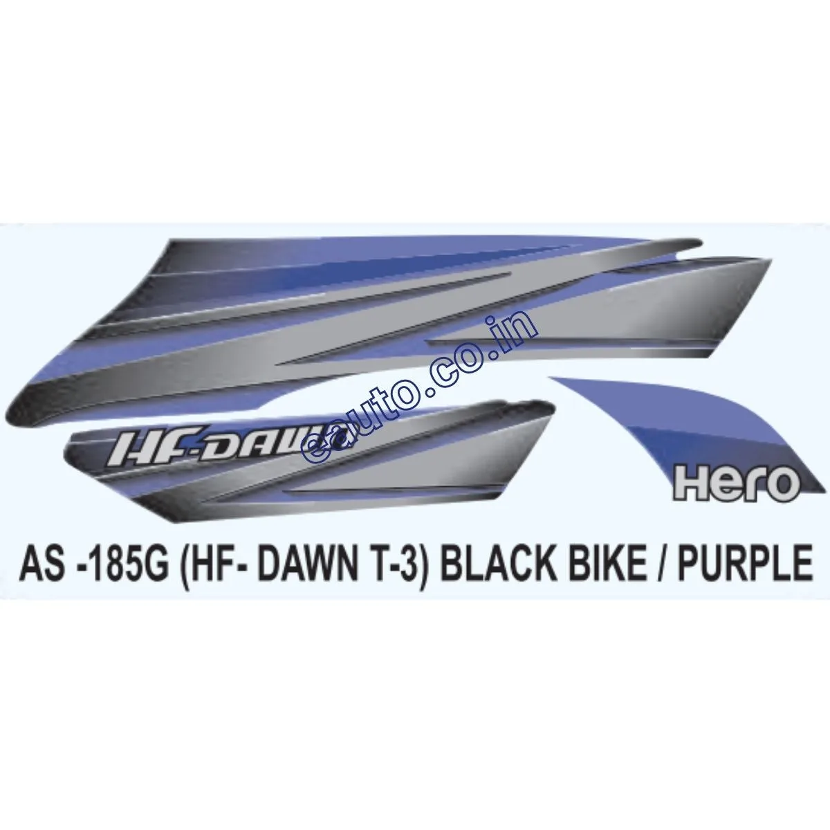 Graphics Sticker Set for Hero HF Dawn | Type 3 | Black Vehicle | Purple Sticker | Both Sides
