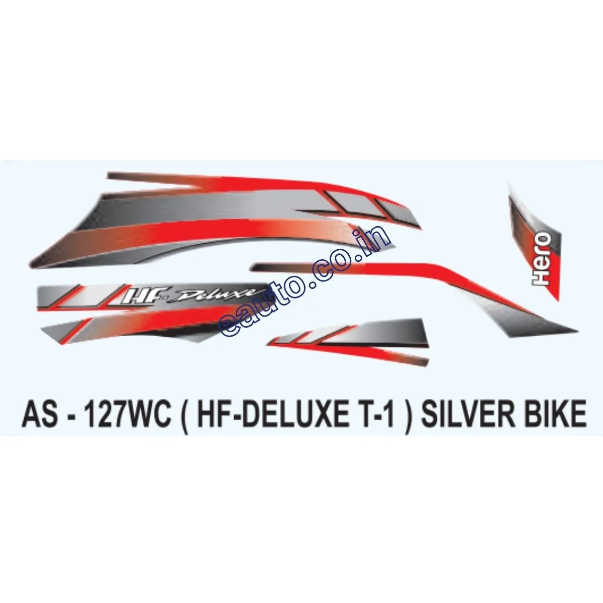 Graphics Sticker Set for Hero HF Deluxe | Type 1 | Silver Vehicle | Both Sides