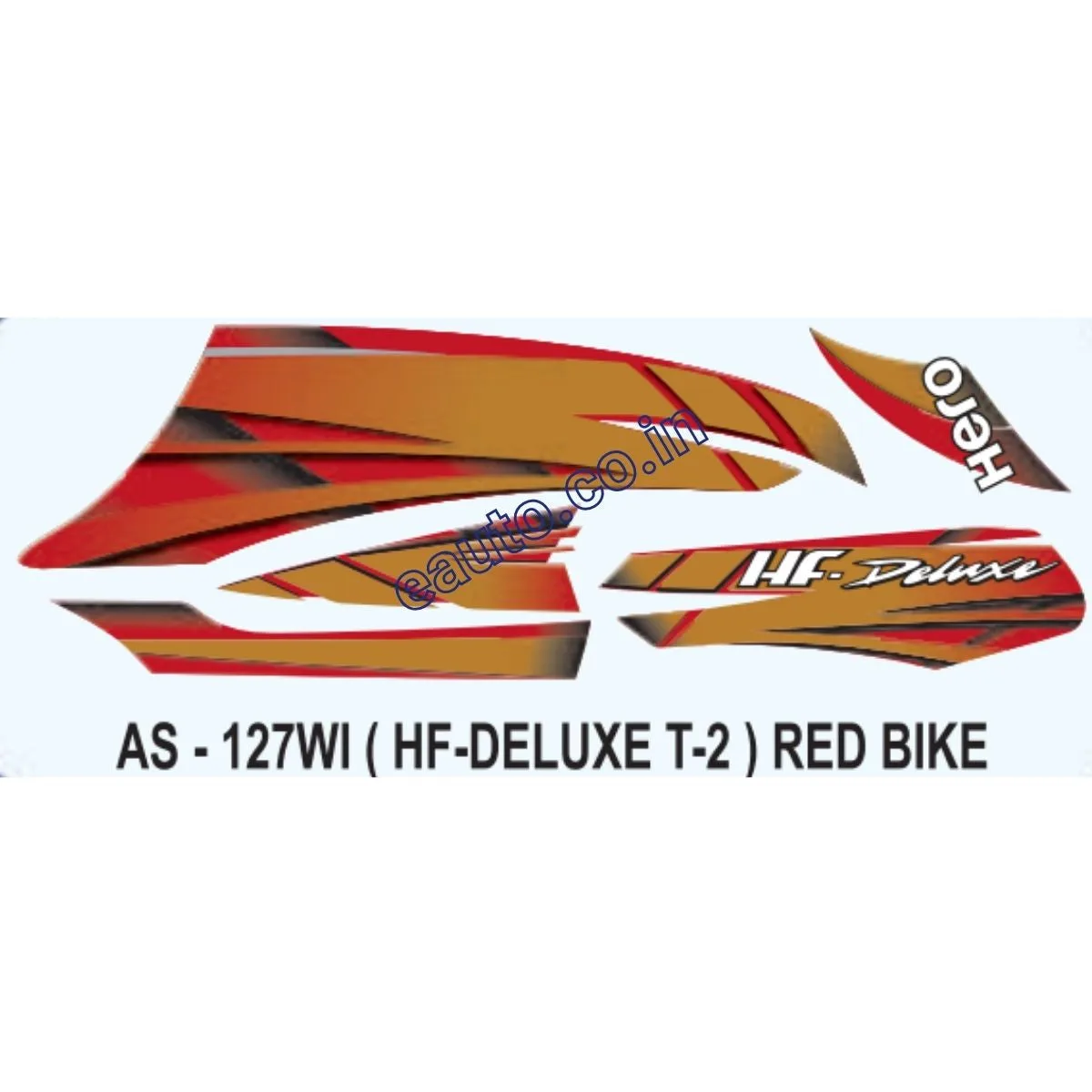 Graphics Sticker Set for Hero HF Deluxe | Type 2 | Red Vehicle | Both Sides