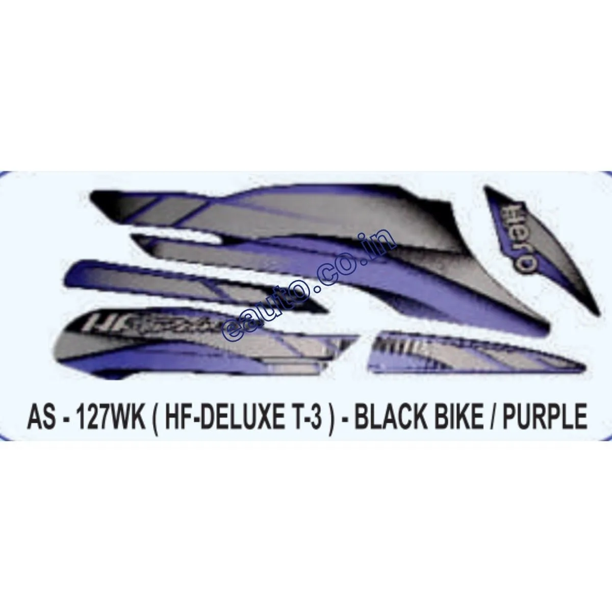 Graphics Sticker Set for Hero HF Deluxe | Type 3 | Black Vehicle | Purple Sticker | Both Sides