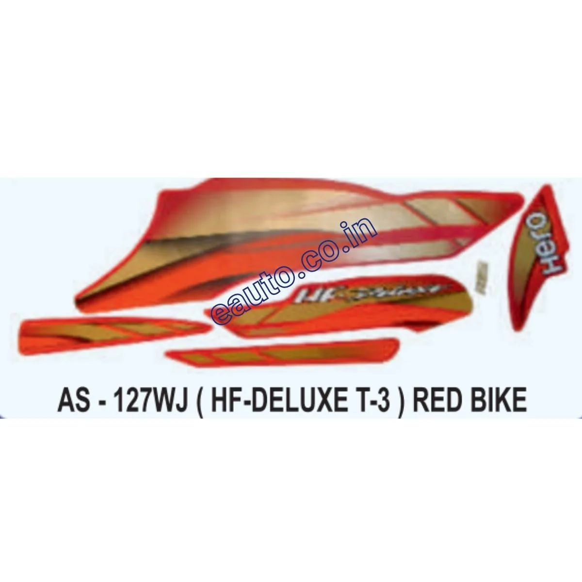 Graphics Sticker Set for Hero HF Deluxe | Type 3 | Red Vehicle | Both Sides