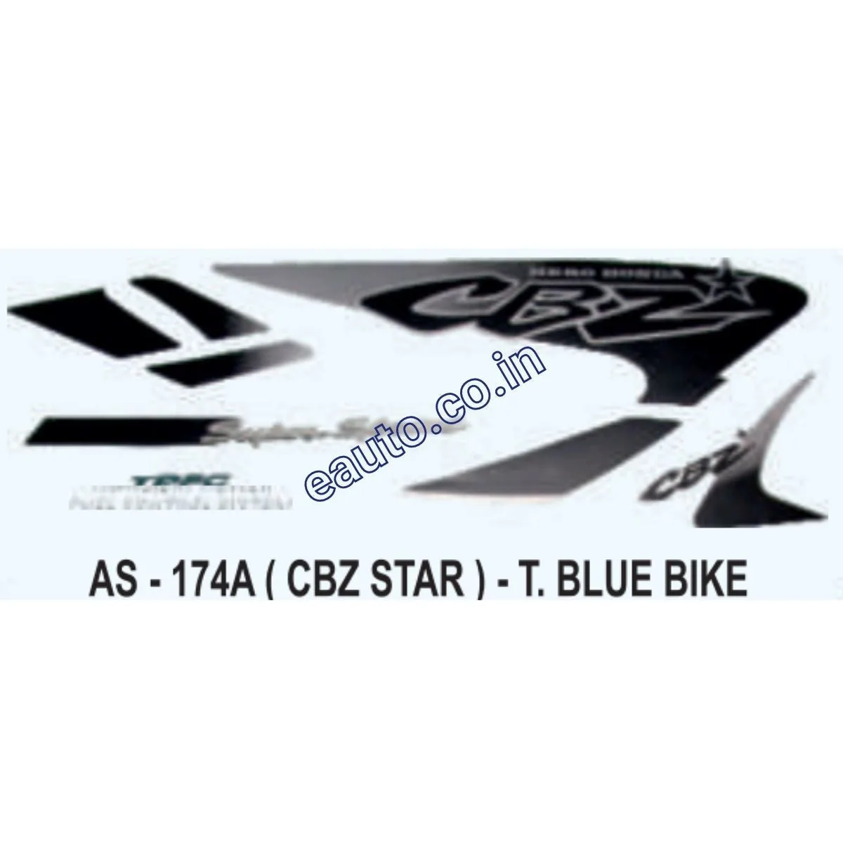 Graphics Sticker Set for Hero Honda CBZ Star | Turqoise Blue Vehicle | Both Sides