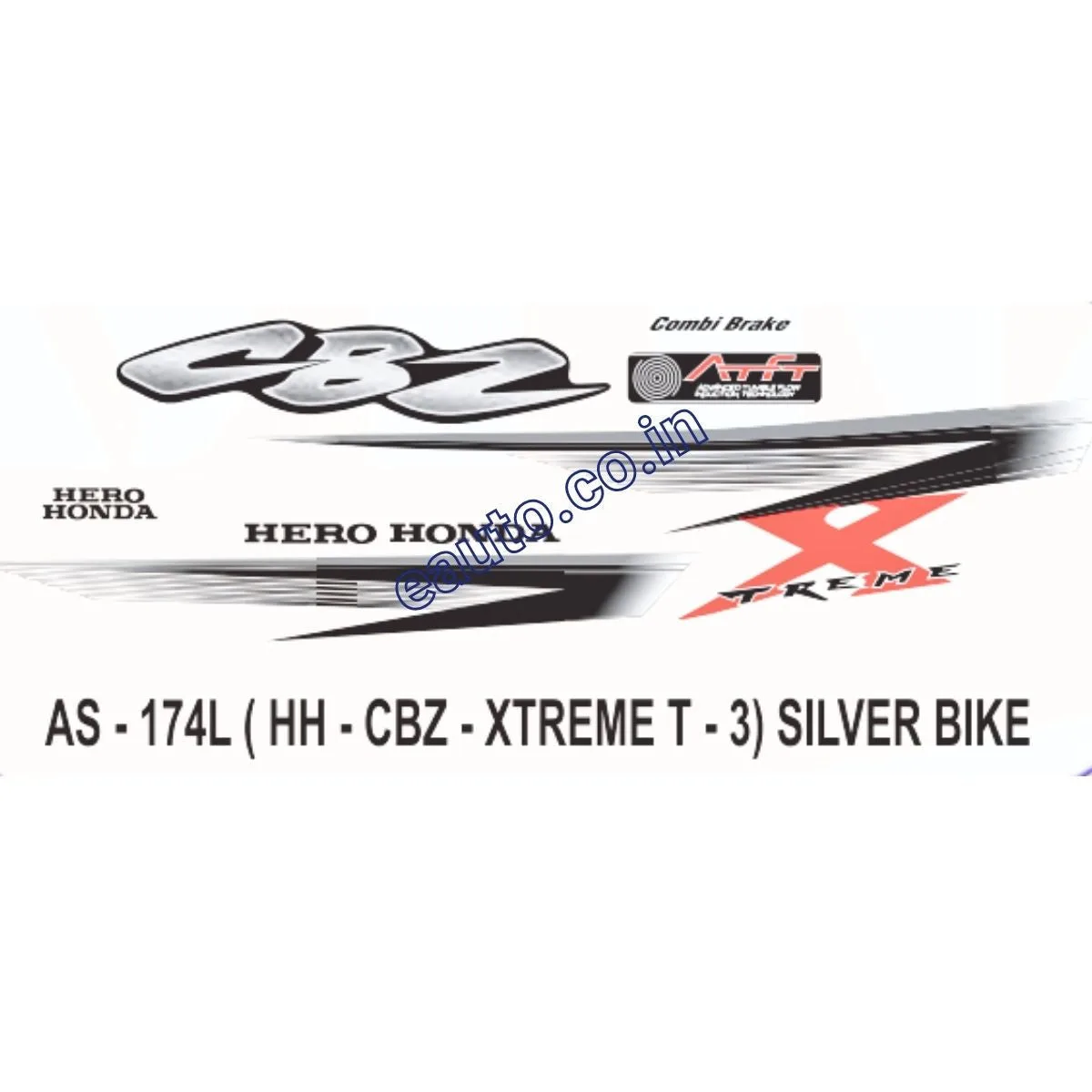 Graphics Sticker Set for Hero Honda CBZ Xtreme | Type 3 | Silver Vehicle | Both Sides
