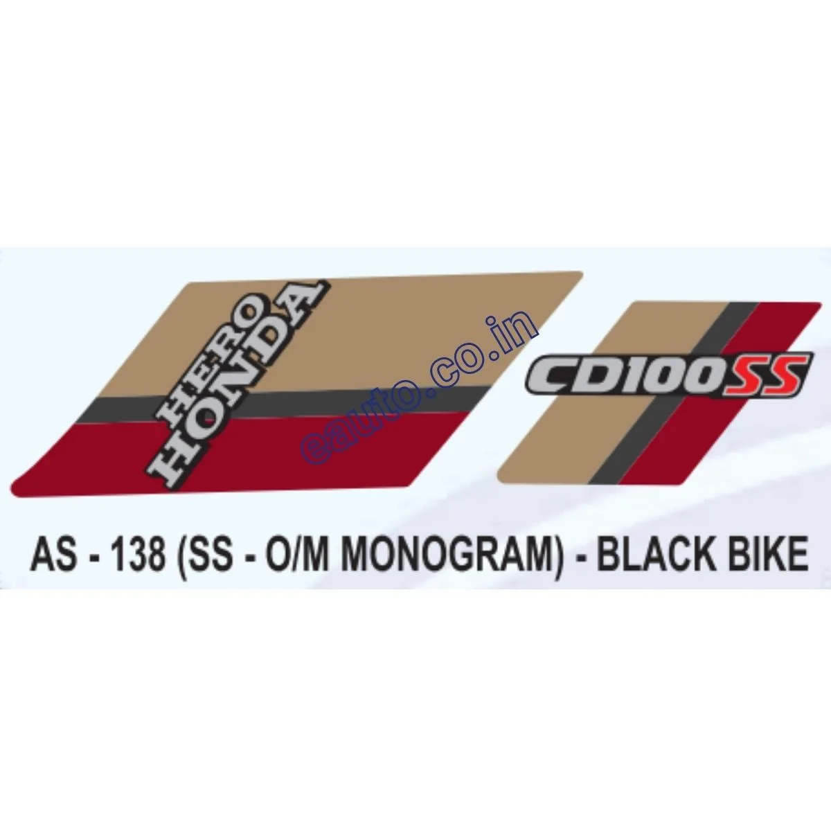 Graphics Sticker Set for Hero Honda CD 100 SS | Old Model | Monogram | Black Vehicle | Both Sides