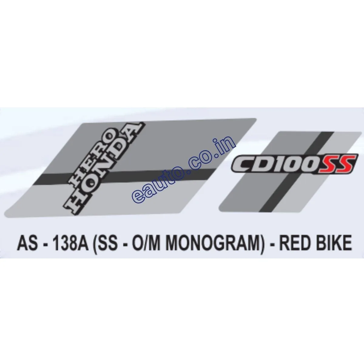 Graphics Sticker Set for Hero Honda CD 100 SS | Old Model | Monogram | Red Vehicle | Both Sides